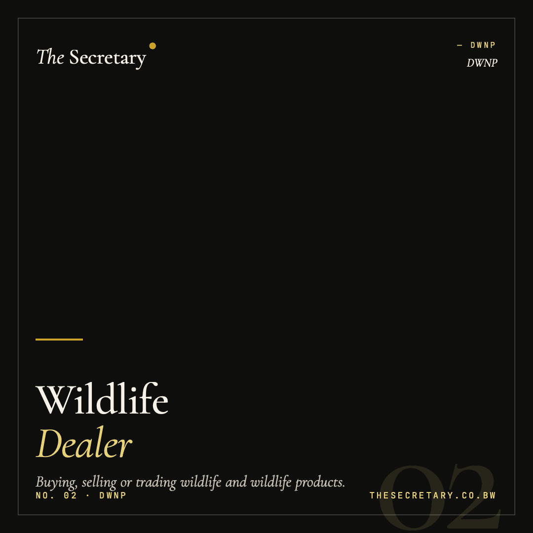 DWNP – Wildlife Dealer's Licence