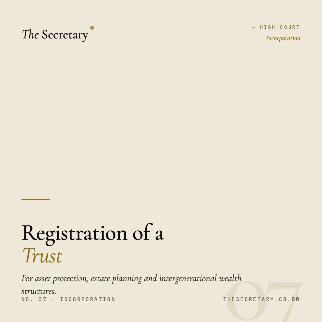 Registration of a Trust (Master of the High Court)