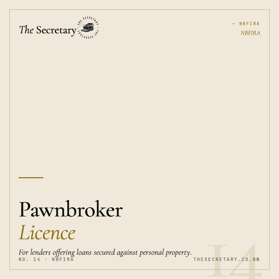 NBFIRA – Pawnbroker Licence
