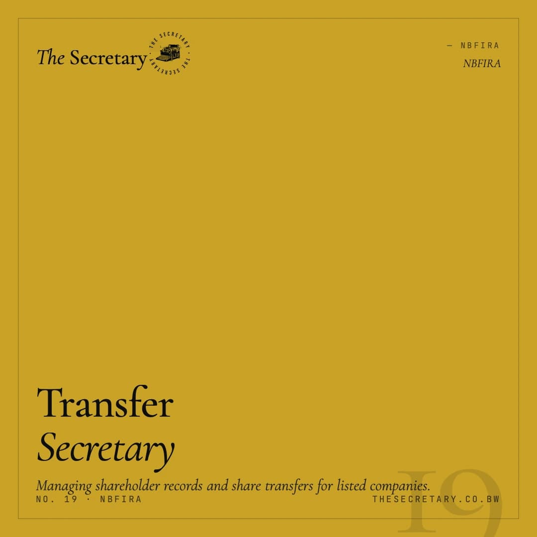 NBFIRA – Transfer Agent / Transfer Secretary Licence