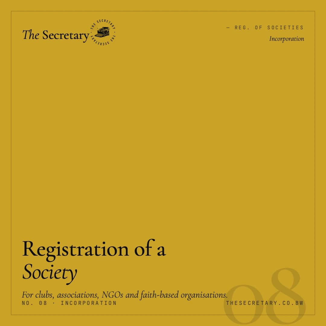 Registration of a Society (Registrar of Societies)