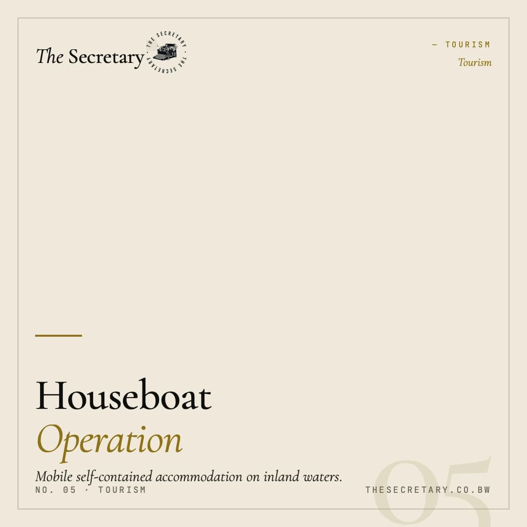 Tourism – Houseboat Operation Licence (Category J)