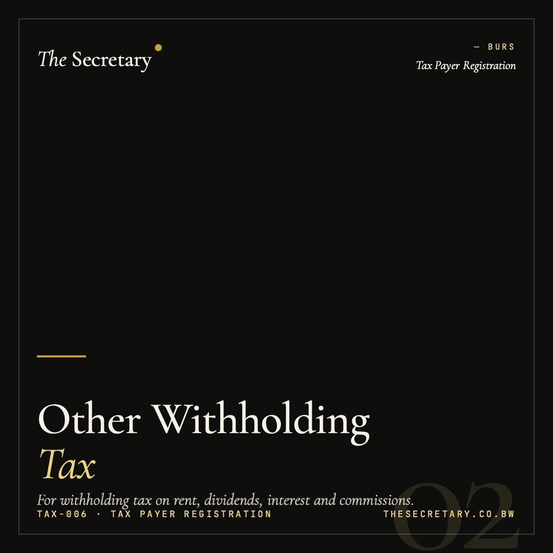 BURS - Other Withholding Tax Registration